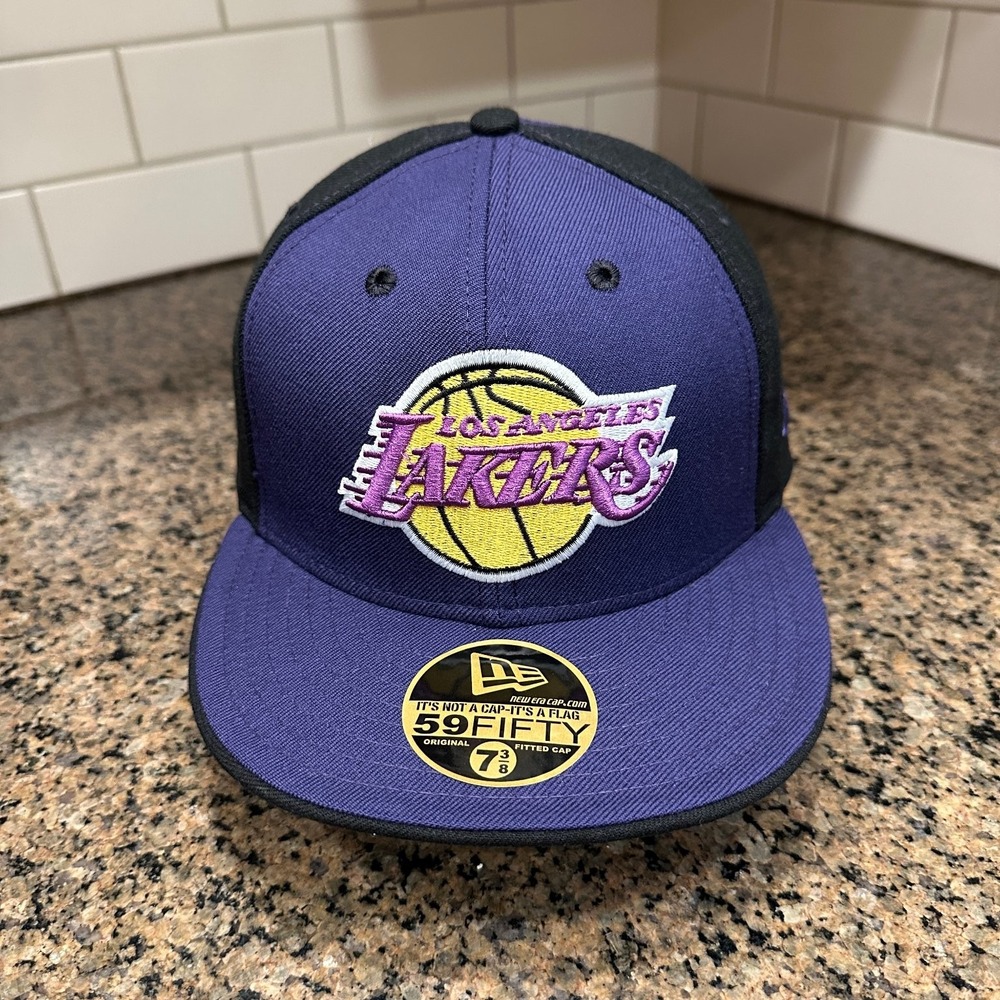 Los Angeles Lakers New Era 59FIFTY Hat 7 3/8 Wool Made in USA Deadstock New